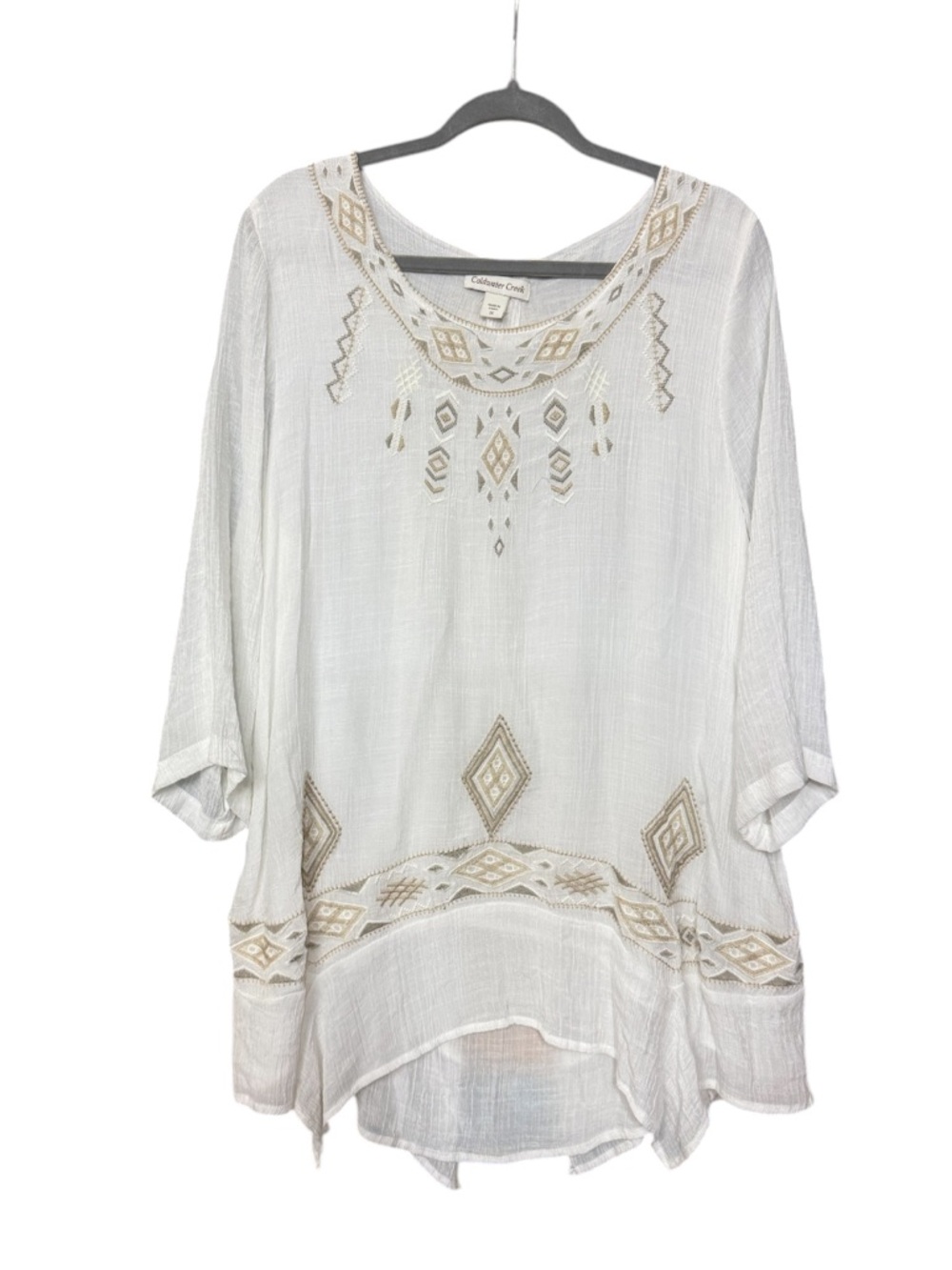 Boho Chic Embroidered Linen Tunic Coverup Dress